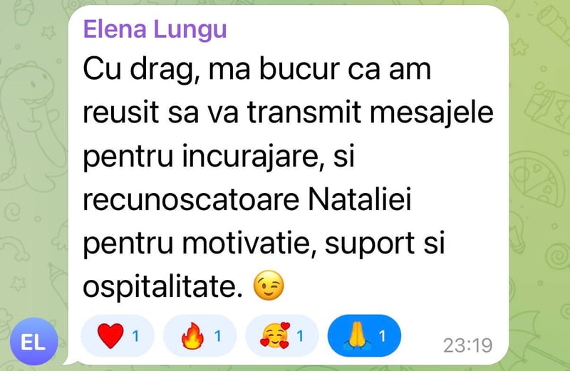 Mesajul Elenei Lungu, membră a comunității